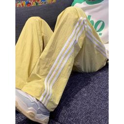 美式復古運動褲女春秋季2023新款條紋衛褲高個子垂感闊腿長褲學生 歷史價格詳細信息