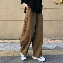 美式復古ins庫子痞帥高級感黑灰色牛仔庫男抽繩松緊寬松直筒庫 歷史價格詳細信息