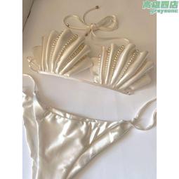 白色比基尼泳衣人魚鏈條鑽飾綁帶純欲風海邊度假泰式泳衣女款 歷史價格詳細信息