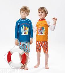 兒童泳衣夏男童分體防曬泳褲小中大童遊泳衣男孩寶寶溫泉遊泳套裝 歷史價格詳細信息