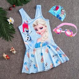 新款兒童泳衣女孩連體裙式泳衣女童中大童公主可愛親子母女遊泳衣 歷史價格詳細信息