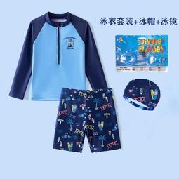 泳裝 新款泳衣 兒童泳衣男童分體青少年中大童游泳衣新款游泳速干男孩泳褲套裝 歷史價格詳細信息