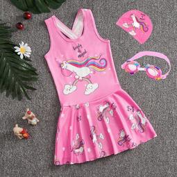 新款兒童泳衣女孩連體裙式泳衣女童中大童公主可愛親子母女遊泳衣 歷史價格詳細信息