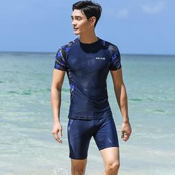 男士泳衣泳褲套裝短袖遊泳上衣專業防曬速乾衝浪服新遊泳裝備 歷史價格詳細信息