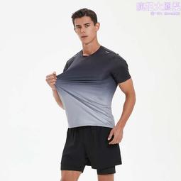 夏季男子運動休閒時尚漸變短袖上衣健身跑步速幹t恤a牌 歷史價格詳細信息
