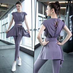 運動健身房瑜伽服套裝女夏季夜跑步速干衣初學者休閑寬松大碼胖mm 歷史價格詳細信息