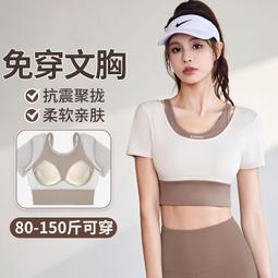 瑜伽服女2024新款帶胸墊短袖運動健身服普拉提訓練上衣高級感套裝 歷史價格詳細信息