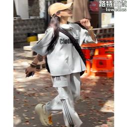 美式高街休閒運動服套裝女秋冬慵懶風大尺碼寬鬆衛衣闊腿褲兩件套潮 歷史價格詳細信息