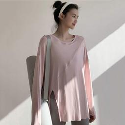 大碼瑜伽服長袖運動T卹上衣遮臀胯寬松控體2023春秋新款健身服女 歷史價格詳細信息