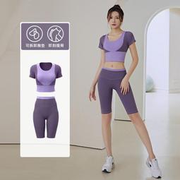 瑜伽服女夏季緊身顯瘦健身短袖新款速幹跑步訓練帶胸墊運動上衣 歷史價格詳細信息