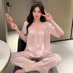 台灣現貨睡衣女夏季冰絲背心短褲套裝涼感型可外穿家居服 歷史價格詳細信息