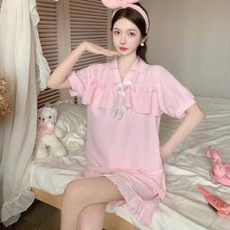 台灣現貨夏季新款睡衣女短袖七分褲套裝爆款大尺碼寬鬆甜美家居服 歷史價格詳細信息