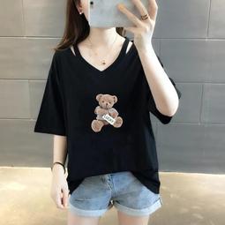 台灣現貨【諾諾】優質現貨 大尺碼 300斤大尺碼女裝胖mm夏季短袖T恤女吊帶新款潮韓版V領250斤寬鬆上衣 價格比較,價格查詢,歷史價格詳細信息