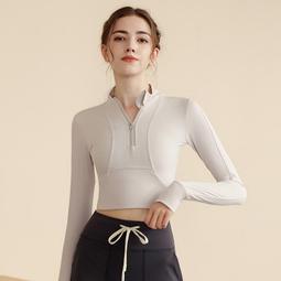 運動上衣女半拉鏈瑜伽服2023春秋新款跑步顯瘦外套速幹長袖健身服 歷史價格詳細信息