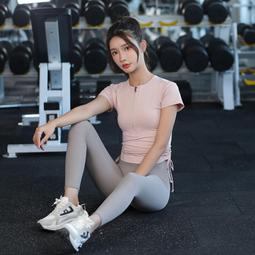 運動速幹T恤女跑步夏季瑜伽服寬鬆罩衫戶外透氣防曬短袖健身上衣 歷史價格詳細信息