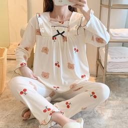 台灣現貨春秋睡衣女長袖一字領套裝韓版寬鬆新款家居服可外穿 歷史價格詳細信息