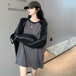 台灣現貨長袖t恤女 韓版t恤 純棉長袖T恤女2023秋裝新款薄款圓領寬鬆oversize上衣ins打底衫 內搭打底衫 女 歷史價格詳細信息