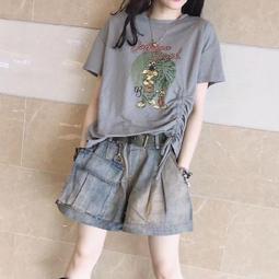 台灣現貨特大尺碼300斤領口撞色條紋短袖T恤女夏裝寬鬆百搭胖妹妹圓領上衣bf  露天市集  全台最大的網路購物市集 歷史價格詳細信息