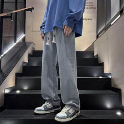 男女百搭美式高街牛仔褲子寬松直筒闊腿復古水洗cleanfit彎刀牛仔 歷史價格詳細信息