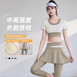 熱賣裸感露臍瑜伽服女運動瑜伽短袖帶胸墊速乾拼色健身服上衣 歷史價格詳細信息