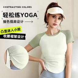 撞色瑜伽服女夏季新款高級感時尚專業跑步速乾短袖健身房運動套裝 歷史價格詳細信息