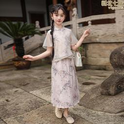 新中式洋裝 新款改良漢服 中式套裝 中國風服飾 改良漢服 面裙 復古飛機袖襯衫上衣高腰面裙日常漢服套裝蓮蓮生活館 歷史價格詳細信息