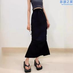 美式辣妹黑色灰色百搭半身裙女夏包臀工裝短裙裙褲設計感小眾裙子 歷史價格詳細信息