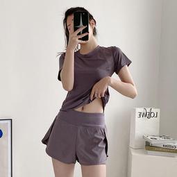 運動套裝女夏季晨跑新款好看的時尚專業高級感短袖跑步健身瑜伽服 歷史價格詳細信息