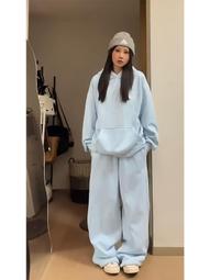 休閒運動服套裝女2023新款秋冬季衛衣闊腿長褲學生減齡跑步兩件套 歷史價格詳細信息