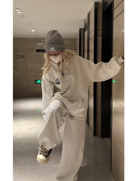 學院風休閒運動服套裝女秋冬寬鬆衛衣衛褲加絨加厚跑步街頭兩件套 歷史價格詳細信息