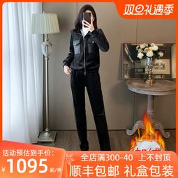 加絨加厚休閒時尚套裝女2023秋冬款羊羔毛外套束口褲運動服兩件套 歷史價格詳細信息