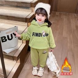女童冬裝套裝2023新款洋派女孩中大童秋冬裝運動加絨加厚三件套 歷史價格詳細信息