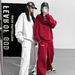 冬季衛衣運動套裝女寬鬆學生美式時尚炸街跑步服港風加絨兩件套潮 歷史價格詳細信息