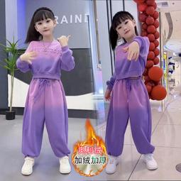 女童秋裝套裝2023新款女孩兒童加絨加厚中大童秋冬衛褲厚棉T兩件套 歷史價格詳細信息