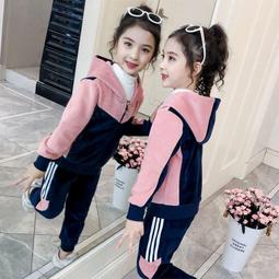 韓系女童秋冬裝加絨套裝2023新款洋派大童小女孩春秋兒童運動時髦 歷史價格詳細信息