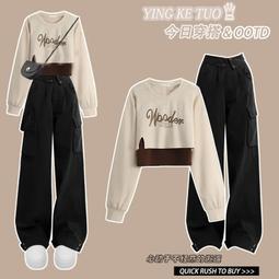 2023秋季新款高級感炸街休閒運動套裝女韓版厚棉t衛褲兩件套潮 歷史價格詳細信息