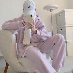 加絨加厚休閒時尚套裝女2023秋冬款羊羔毛外套束口褲運動服兩件套 歷史價格詳細信息