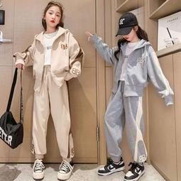 女童春秋套裝2023新款時髦洋派女孩休閒運動衣服冬季時尚韓版厚棉T 歷史價格詳細信息