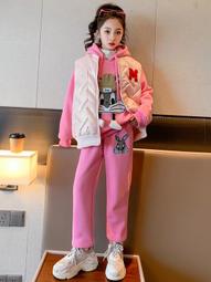 女童秋季套裝加絨2023新款兒童秋冬衛衣童裝大童女孩洋派運動秋裝 歷史價格詳細信息