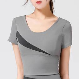 帶胸墊瑜伽服上衣女夏季運動短袖t恤普拉提訓練跑步健身服夏套裝 歷史價格詳細信息