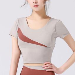 帶胸墊瑜伽服上衣女夏季運動短袖t恤普拉提訓練跑步健身服夏套裝 歷史價格詳細信息