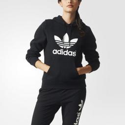 Adidas Originals 女款 黑色 大LOGO 舒適 寬鬆 OVERSIZE 連帽 長袖 上衣 FS1308 歷史價格詳細信息
