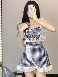荷葉邊格子連身泳衣+泳帽 泳裝 女童 兒童 連身泳裝 連身泳衣 橘魔法 現貨在台灣 【p0061205650207】 歷史價格詳細信息