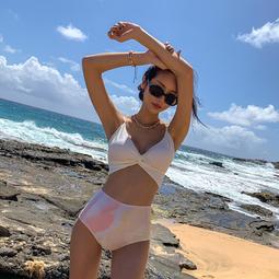 特價 顯瘦性感高腰遮肚無鋼圈有胸墊分體泳裝比基尼顯瘦溫泉泳衣 歷史價格詳細信息