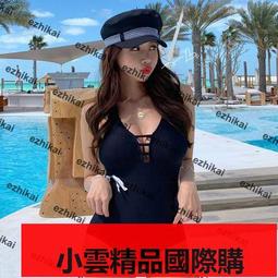 【優選國際購】泡溫泉 泳衣  女性感網紅歐美 連體比基尼 拼色顯瘦 遮肚小胸聚攏 游 泳裝   泳裝 歷史價格詳細信息