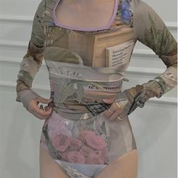 長袖印花連身泳裝 水母衣 浮淺 潛水 比基尼 橘魔法 現貨在台灣【p0061159045395】 歷史價格詳細信息