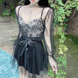 【】女生連身式泳衣泳裝比基尼黑色顯瘦遮背肚水母衣黑色連體泳衣女簡約長袖潛水服學生拉鍊泳裝-MIKI精品 歷史價格詳細信息