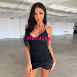 歐美性感吊帶褶皺連衣裙夏季修身方領緊身純色顯瘦包臀辣妹中長裙-名流 歷史價格詳細信息