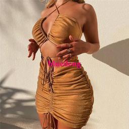 ????歐美辣妹風性感綁帶抽繩褶皺裙褲女顯瘦半身裙緊身跳舞健身短裙潮 無內襯 有內襯可選 包臀裙 露出 打野 性感 超短裙 情趣 誘惑 歷史價格詳細信息