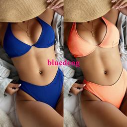 歐美純色比基尼綁帶泳衣女士荷葉邊泳裝性感bikini 小胸花邊-雙喜生活館 歷史價格詳細信息